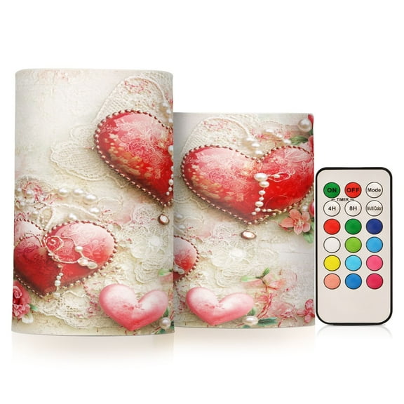 BZSMCE Flameless Candles LED Lights Valentines Day Heart Pattern Creativity Battery Candles