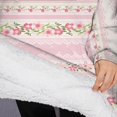 thumbnail image 3 of Oversized Wearable Blanket Hoodie,Pink Floral and Lace Pattern Sherpa Blanket Hoodie with Super Pockets,Super Warm Fuzzy Pullover for Women & Men, 3 of 6