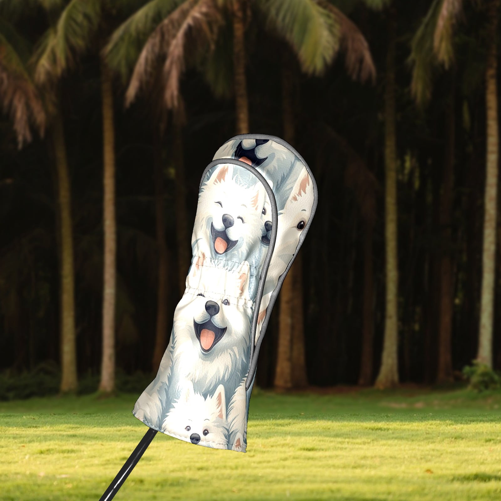 Golf Club Head Covers - Funny Cute Animal Dog Design, PU Leather, Waterproof, Fits Fairway Woods/Hybrid, Unisex, Fits Most Brands