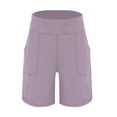thumbnail image 4 of Women's Yoga Shorts Womens Wide Leg Yoga Shorts High Waisted Shorts Summer Gym Athletic Workout Long Shorts With Pockets,Purple Women's Yoga Shorts XXL, 4 of 9