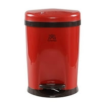 7 Liter Plastic Garbage Can with Foot Pedal, 1 Pack Red Round Step Trash Can