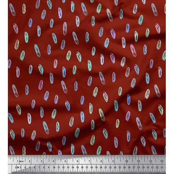 Soimoi Red Heavy Satin Fabric Brush Stroke Abstract Print Fabric by the Yard 54 Inch Wide