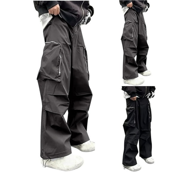 safuny Women's Jogger Cargo Sweatpants Activewear Outdoor Pants Teen Clearance Girls Solid Color High Waist Drawstring Workwear Sports Casual Pocket Trendy Trousers Black M