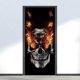 thumbnail image 4 of 3D Halloween Fire Skull Door Stickers, 30 x 80 inch Realistic Horrible Fire Skull Door Sticker Wallpaper for Halloween Decoration, Party Decors, Home, 4 of 5