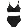 thumbnail image 5 of Ohufall Womens Bikini Set 2 Piece High Waisted Solid Color Swimsuit Spaghetti Straps Bathing Suits Summer Beach Outfits, 5 of 5