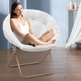 thumbnail image 2 of Faux Fur Chair, Folding Chair Soft Lounge Chair, Portable Moon Chair for Bedroom, Dorm Rooms, Apartments, Lounging, Garden and Courtyard(White), 2 of 14