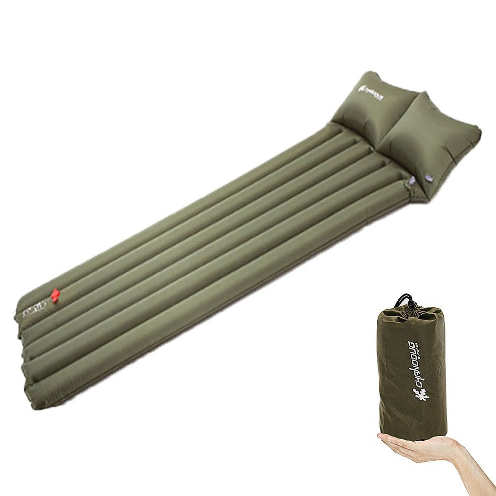 Inflatable Sleeping Pad Mat Air Bed Portable Lightweight With Pillow for Camping Backpacking Hiking Single 