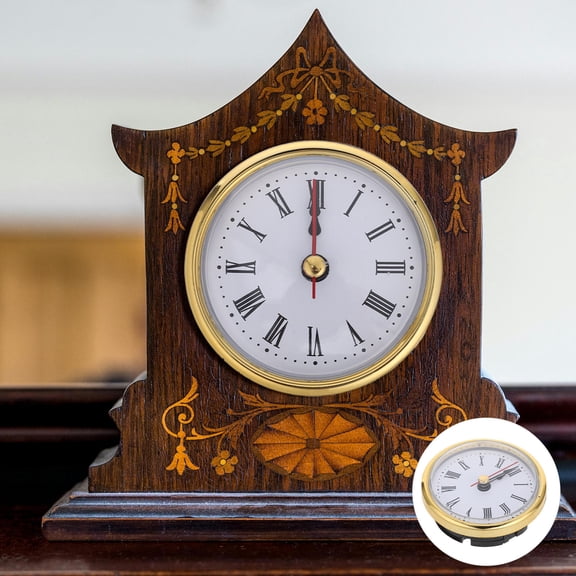 IMIKEYA Gold Trim Analog Clock Insert with Roman Numeral Face for Mantel Office