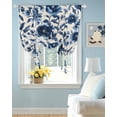 thumbnail image 2 of Navy Blue Botanical Peony Tie Up Curtains for Window, Thermal Insulated Balloon Shade Adjustable Rod Pocket Curtains Valance Panels for Kitchen Bathroom Cafe 42 x 45 Vintage Floral Blossom, 2 of 6