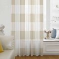 thumbnail image 6 of Beige Plaid Sheer Curtains 45 Inches Long, Spring Summer Farmhouse Buffalo Checkered Light Filering Curtains, Breathable Simi Curtain Privacy Drapes for Kitchen Bathroom Small Window Treatment, 6 of 9