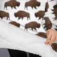 thumbnail image 3 of Oversized Wearable Blanket Hoodie,White Buffalo Pattern Sherpa Blanket Hoodie with Super Pockets,Super Warm Fuzzy Pullover for Women & Men, 3 of 6
