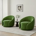 thumbnail image 3 of UIXE Swivel Barrel Accent Chair Set of 2, 360° Small Round Sofa Chair, Comfy Modern Reading Armchair for Living Room Bedroom, Green, 3 of 6