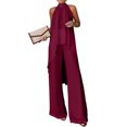 thumbnail image 2 of Women's 2 Piece Sets Asymmetric Sleeveless Crew Neck Tops and Wide Leg Palazzo Pants Beach Vacation Outfits, L, 2 of 6
