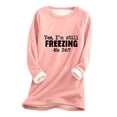 thumbnail image 2 of GERsome Women's Winter Fleece Sherpa Lined Crewneck Pullover Sweatshirt Warm Sherpa Lined Fleece Sport Sweatshirt Pullover Loungewear For Women S-XXXXXL Pink/XXXL, 2 of 3