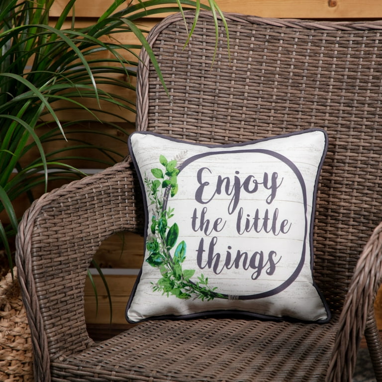 Mainstays 16 x 16 Enjoy the Little Things Outdoor Throw Pillow 2 Pack Walmart