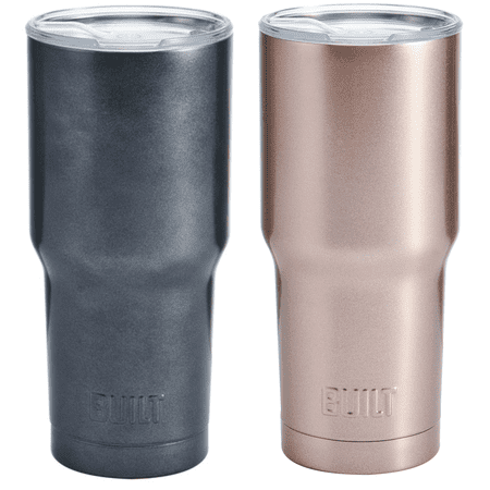 Christmas Diys Tumblr Built 30 oz Double Wall Stainless Steel Tumbler 2 Pack, Rose Gold & Gunmetal ()
