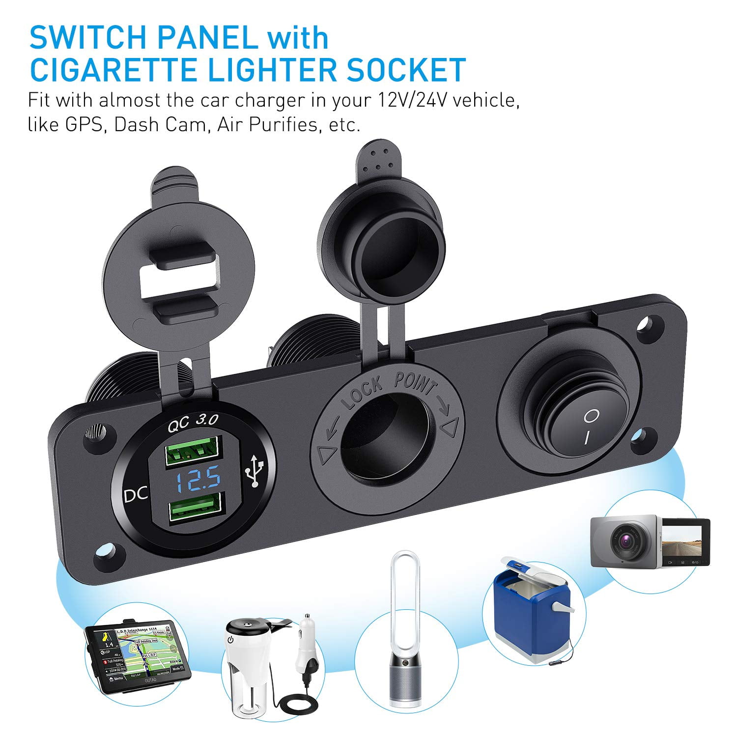 QC3.0 Cigarette Lighter Socket Power 