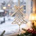 thumbnail image 4 of Toycle Hollow Metal Christmas Ornaments Golden Hanging Decor With Bow Crystal Xmas Tree Decorations For Decor C, 4 of 6