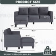 thumbnail image 6 of Walsunny Convertible Sectional Sofa Couch, Modern Linen Fabric L-Shaped Couch 3-Seat Sofa Sectional with Reversible Chaise for Small Living Room, Apartment and Small Space, Dark Gray, 6 of 9