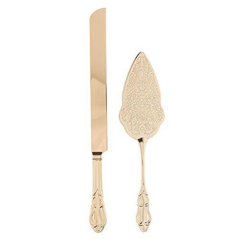 Black & Gold Wedding Cake Knife & Cake Server Set - 2 Pc.