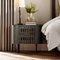 thumbnail image 3 of FITUEYES Mid-Century Modern End Table, Fluted Nightstand for Bedroom, Wooden Side Table with Fluted Panels & 2 Drawers, Black, 3 of 6