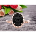thumbnail image 2 of Oval Cut Black Diamond Moissanite Engagement Ring 2 Carat Solid 10k Rose Gold Wedding Ring Promise Ring for Bride Halo Design, 2 of 5