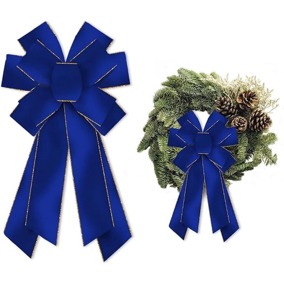 Hying Large Christmas Bow for Wreath,Royal Blue Velvet Wreath Bows for Front Door 1 Pack