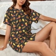 thumbnail image 4 of Susaid Fast Food Print Women's Pajama Set, Button-Up Sleepwear with Elastic Waist Shorts, Perfect for Lounging, Yoga, Beach, and Casual Wear-Small, 4 of 7