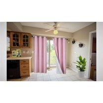 K34 1 Panel with white Lined Blackout Light Blocking Window Curtain Drapes Silver Grommets Pink solid color 63" Length for bedroom Décor