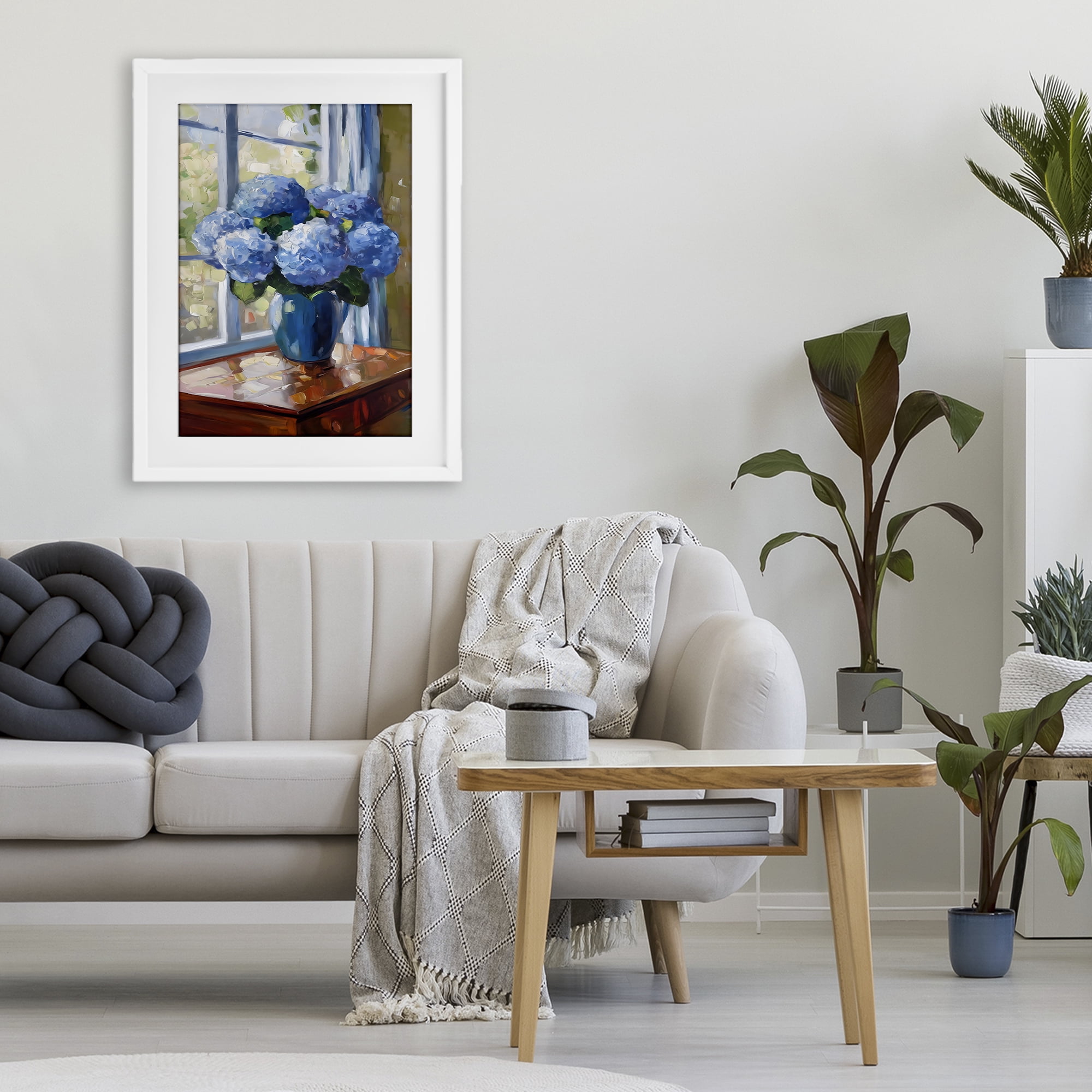 Stupell Industries Winter Hydrangeas by Window White Framed Print Under Glass, design by Creative Studio