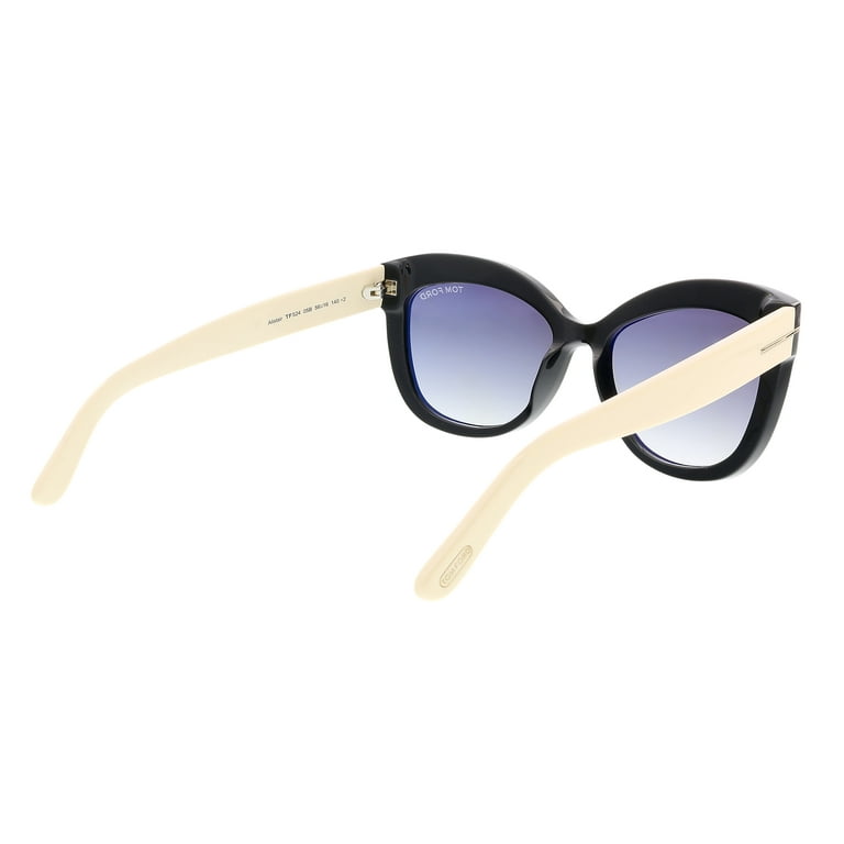 Tom Ford FT0524 05B Alistair Black Ivory Soft Cateye Sunglasses for womens