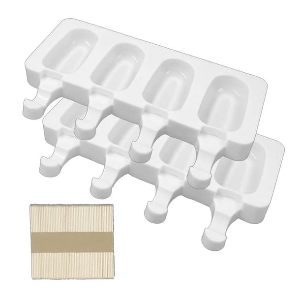 Paquete de 2 moldes para paletas, moldes para paletas caseros, moldes para paletas, moldes para paletas de silicona, moldes para helados con 50 palos de madera y 50 bolsas para paletas para