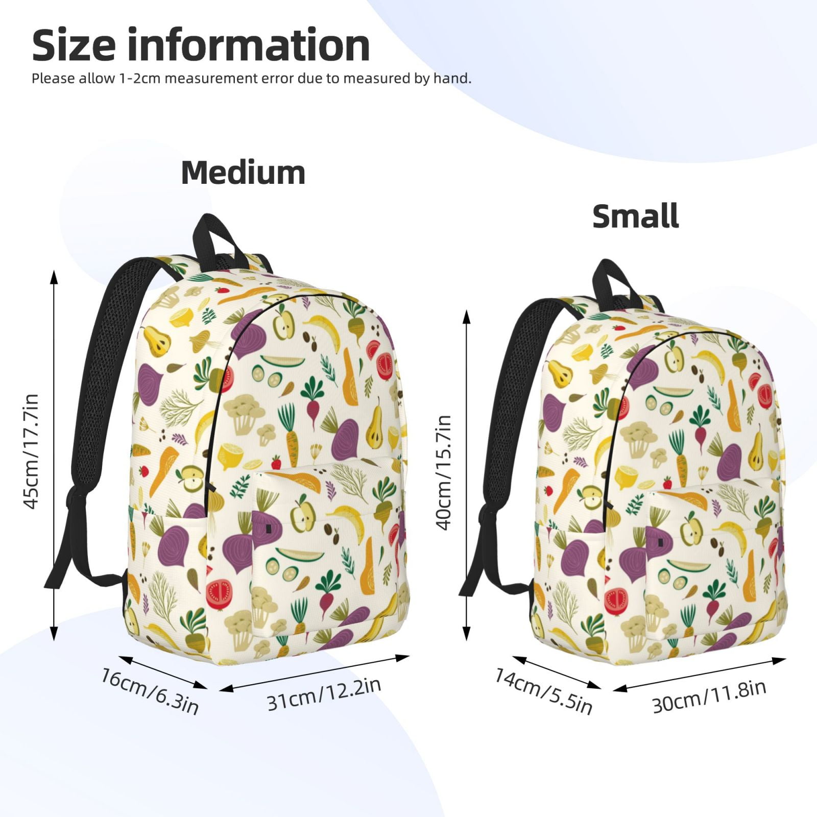 Travel Laptop Backpack - Vegetable Lightweight Canvas Backpack, Wear Resistant Computer Backpack Bag Fit {sizeName} Laptop for Men Women with Adjustable Padded Shoulder Straps