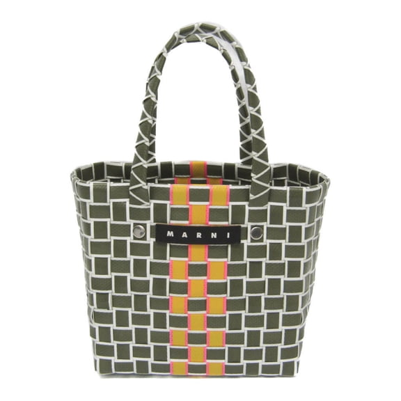 Pre-Owned Marni Micro Basket Bag MW55F Women's Polypropylene,Leather Handbag Khaki,Yellow