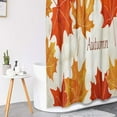 thumbnail image 4 of Juego de cortina de ducha con esqueleto de Halloween con tapa de inodoro y alfombras antideslizantes, 4 cortinas de ducha divertidas con calaveras de color naranja otoñal para baño, accesorios de, 4 of 7