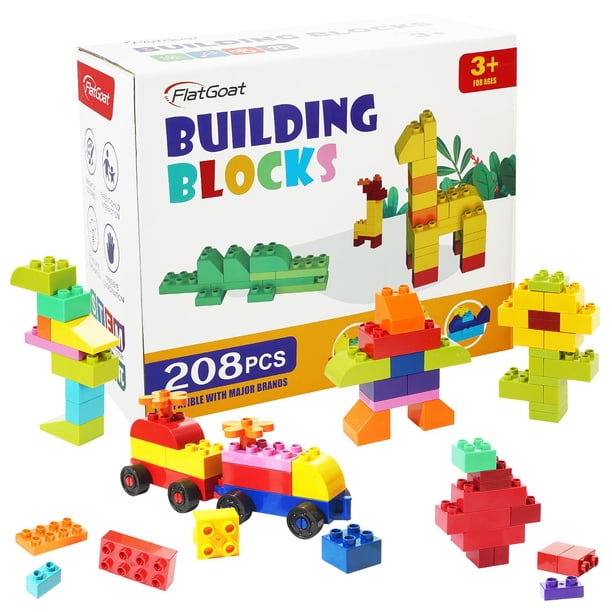 Set de bloques de construcción FlatGoat de 208 piezas para niños de 3+ años