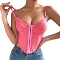thumbnail image 1 of Fgnfyis Mode Femme Aguichant Col Rond Poitrine Enveloppée Couleur Unie Débardeur Chemisier Soutien-Gorge Rouge TG, 1 of 9