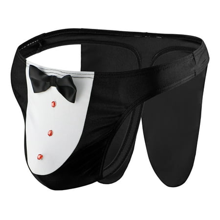 

QIIBURR Men Casual Bow Knot Trousers Thin Cover Buttocks Sexy Low Waist Breathable Single Ding Underpants