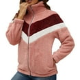 thumbnail image 4 of WREESH Womens Warm Lapel Coat Jacket Zipper Solid Splicing Long Sleeve Blouse Tops, 4 of 8