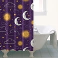 thumbnail image 4 of Purple Sun Moon Cloud Star Pattern Shower Curtain 36"x72" ,Bathroom Decorative Shower Curtains Set with 12 Hooks,Modern Waterproof Washable Shower Curtain, 4 of 6