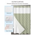 thumbnail image 2 of No Hook Cloth Fabric Shower Curtain with Snap in Liner, Sage Green Waterproof Shower Curtains Set with See Through Top Window, Geometric Flower Leaf Diamond Plaid Retro Bath Curtains Shower 36"x72", 2 of 6