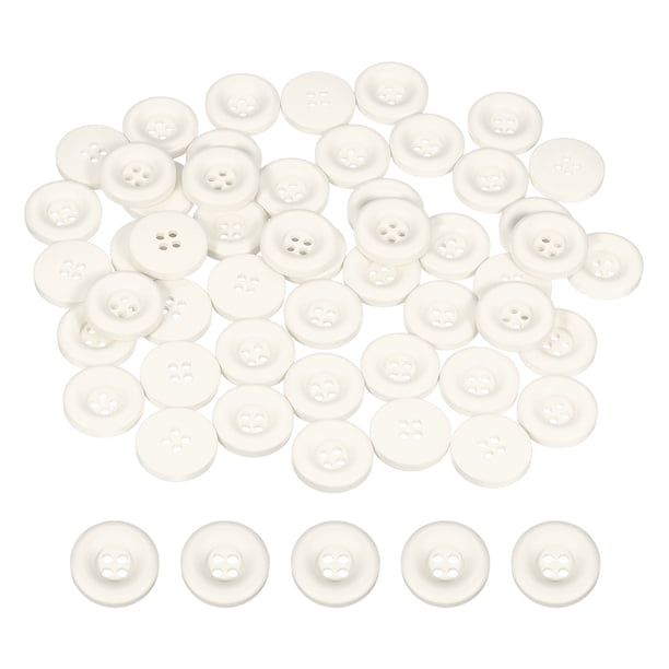 Uxcell 50pcs Botón de Costura 20mm 4 Agujeros Botones Redondos de Resina para Manualidades, Blanco