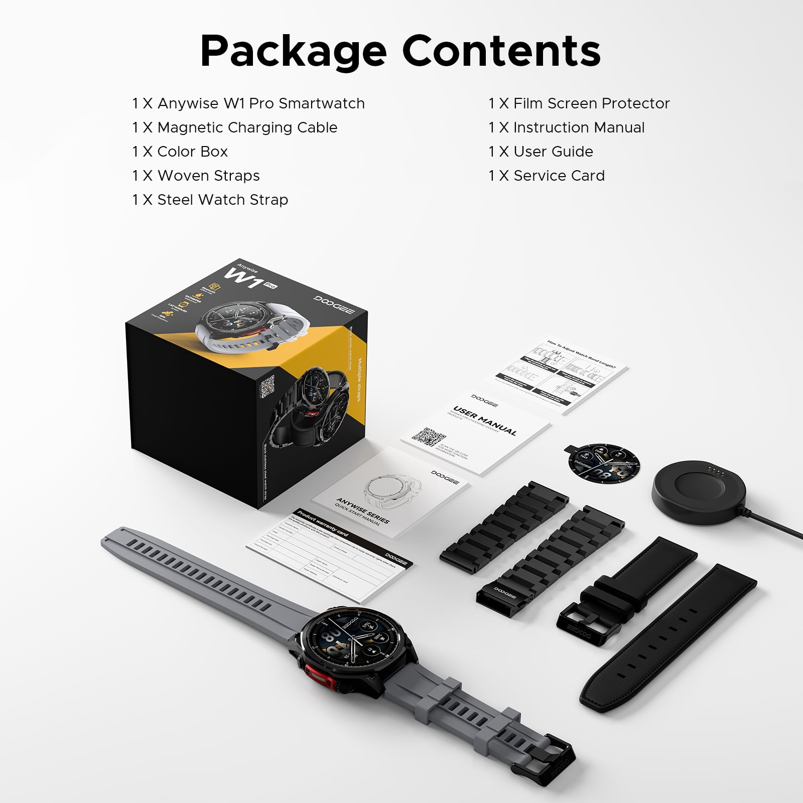 DOOGEE Anywise W1 Pro Mens Smart Watch, 5ATM Dual-Band GPS Offline Maps,1.43" Fitness Smartwatches for Android Phone/iPhone Compatible,170+ Sports Modes, Answer/Make Calls/12 Days Battery/2 Strap
