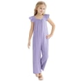 thumbnail image 2 of Diufon Combinaison Fille Manches à Volants Smockée Col Rond Pantalon Été Mignon avec Poches, 2 of 8