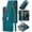 Blue Green, variant on Logo View for iPhone 15 Pro Max Case Wallet RFID Blocking with Card Holder Slots for Women Men PU Leather Flip Strap Zipper Pocket Protective Phone Case for iPhone 15 Pro Max 6.7", Black