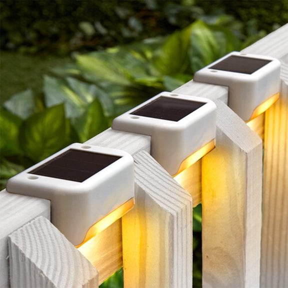 GRNSHTS Solar Deck Lights Outdoor Decor Solar Fence Lights, Solar Step Lights Waterproof Led Solar Lights for Patio Pool Stairs Step and Pathway (White shell Warm Lights)