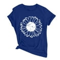 thumbnail image 4 of Povozer Womens Tshirt Graphic Tees Crew Neck Summer Short Sleeve Loose Fit Tops(Blue,XL), 4 of 4