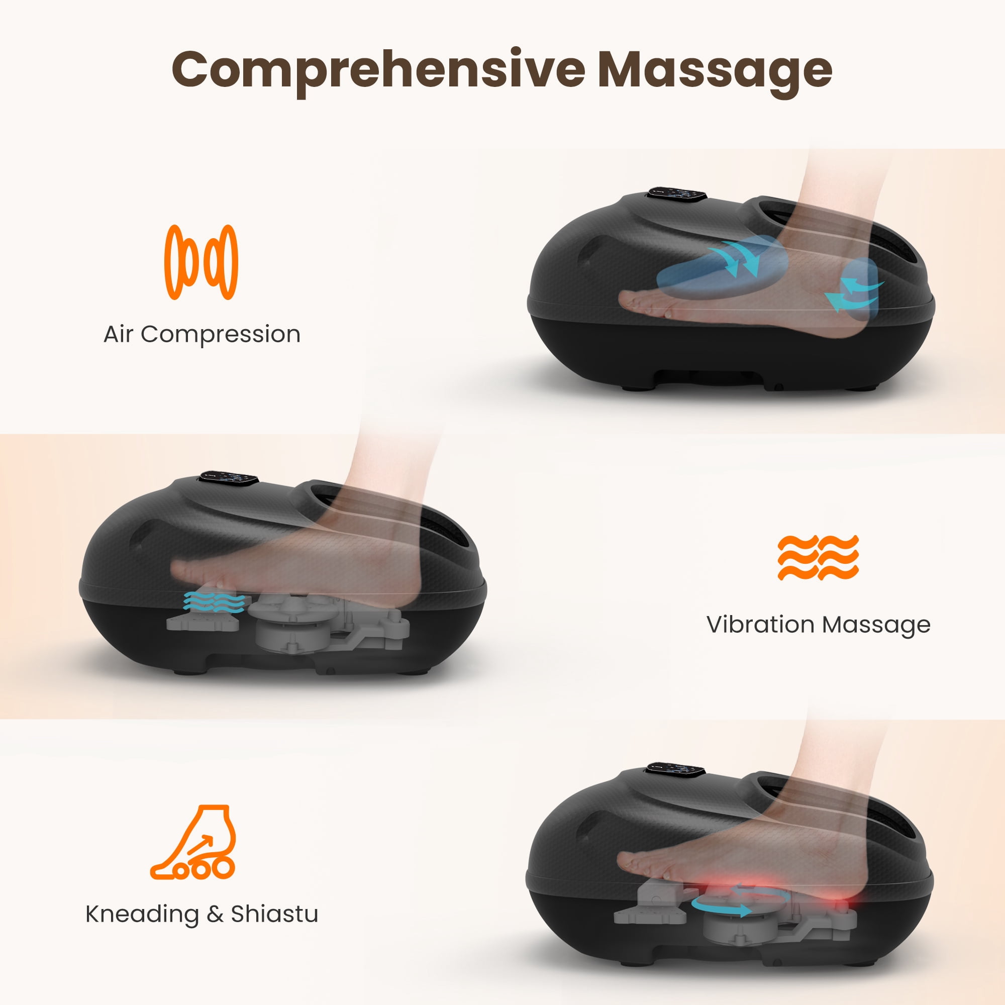Foot Massager with Heat, Shiatsu Feet Massager Machine for Relax, Black, Gifts