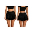 thumbnail image 2 of Womens Mini Skirt Lace Floral Tiered Ruffle Low Waist Side Drawstring Going Out Cake Skirts, 2 of 9