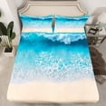 thumbnail image 2 of Feelyou Nature Beach Full Size Sheets, Blue Ocean Waves Bed Sheets, Marine Sea Theme Sheet Sets, Microfiber Room Decor, 4 Piece, 2 of 7